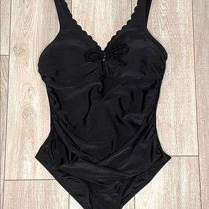 PERFECT Black One Piece Swim Suit! Size Large